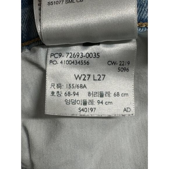 Levis Jeans Womens 27 Premium Ribcage Straight Button Fly Distressed Denim Big E - Picture 11 of 14